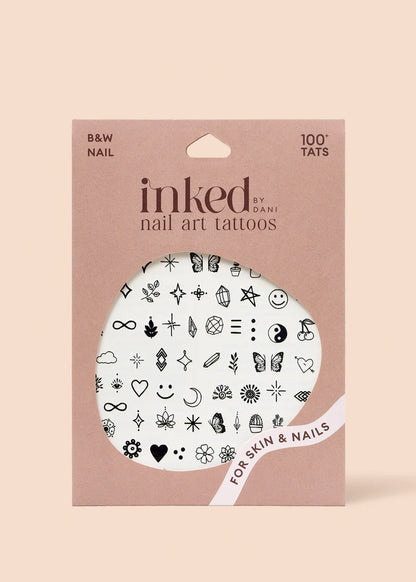 B&W Nail Art Húðflúr