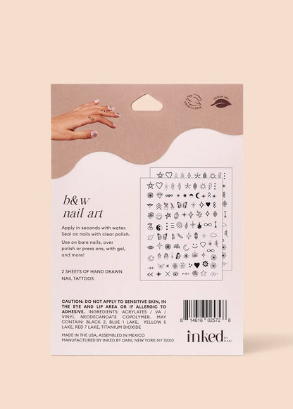 B&W Nail Art Húðflúr